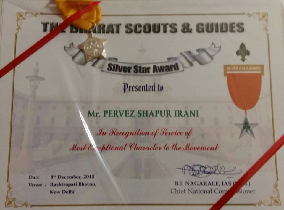 Scouter Pervez S Irani Awarded the Silver Star by President of India