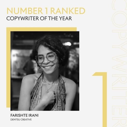 Farishte Irani wins Copywriter Of The Year at Cannes Festival 2022