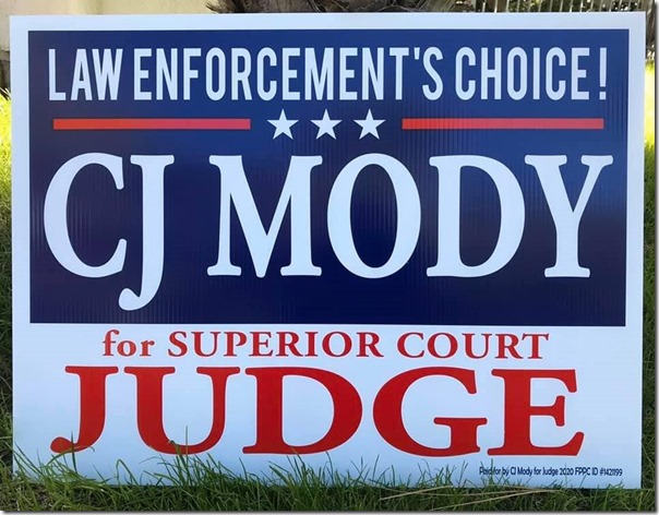 CJ Mody for Judge Signs