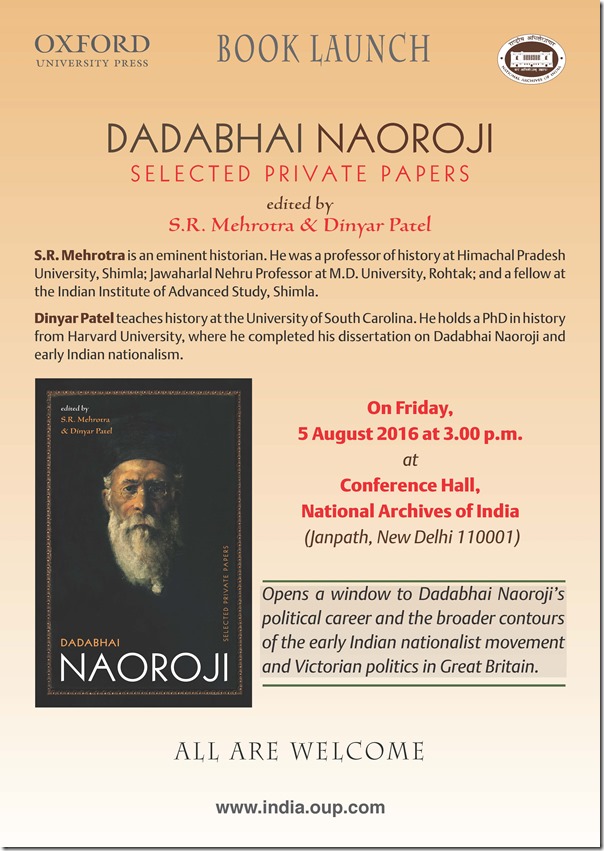 Book launches for Dadabhai Naoroij: Selected Private Papers