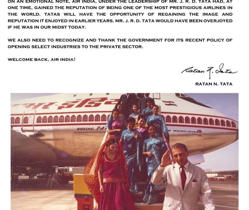 Return of the prodigal son: Air India back in founder Tata fold after 68 years