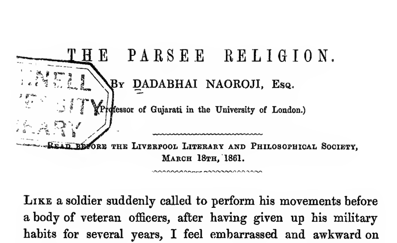 The Parsee Religion: A Speech by Dadabhai Naoroji
