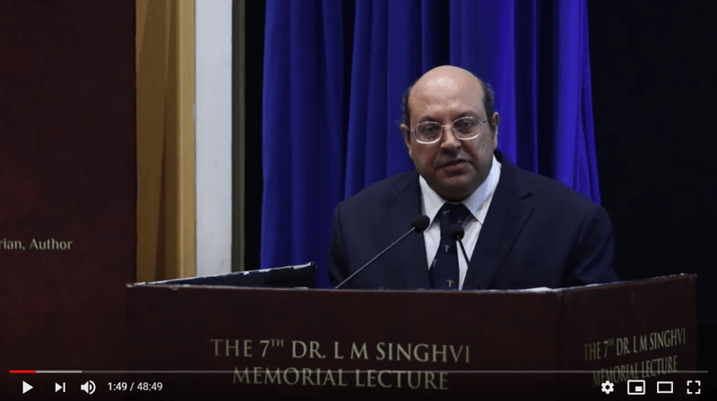 Rohinton Fali Nariman Delivers the L M Singvhi Memorial Lecture